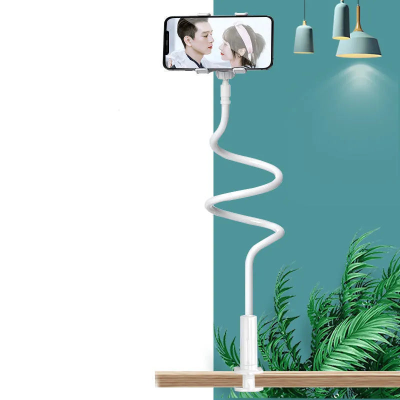 Blue bedside mobile phone holder with memory alloy hose and clamp base