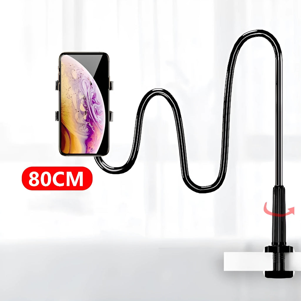 Blue bedside mobile phone holder with memory alloy hose and clamp base