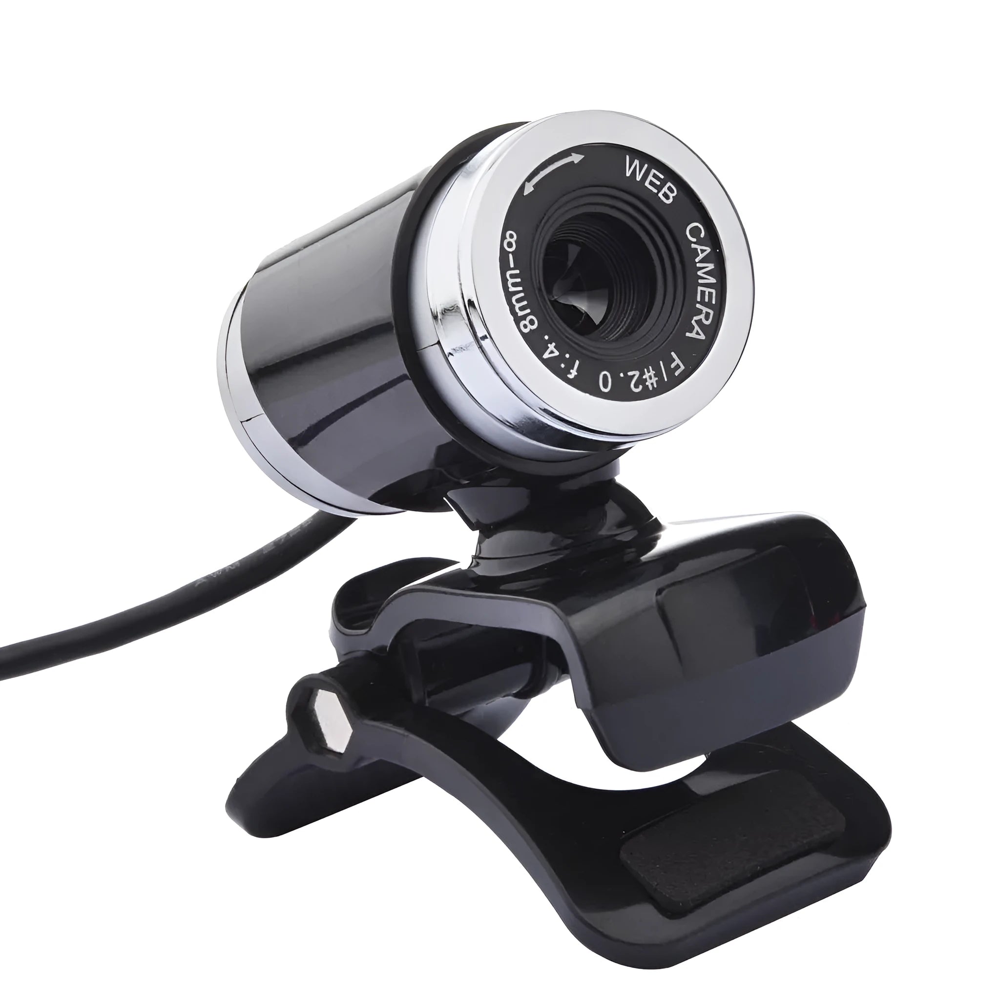 USB desktop webcam with auto focus, plastic and iron body, 1m cable on a Windows computer
