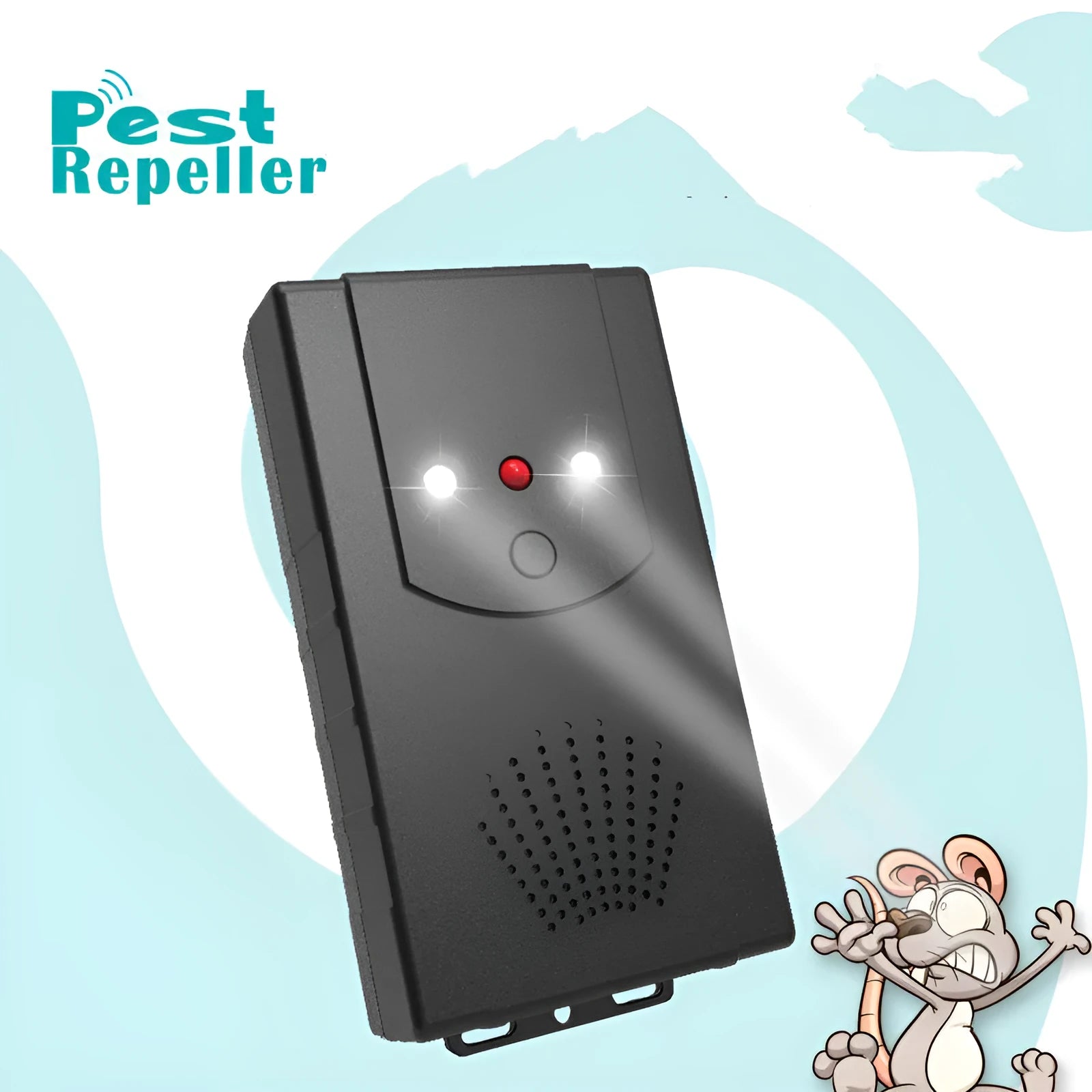 Black car mouse repeller microwave electronic device with square shape, 12.5x6.5x3.2cm