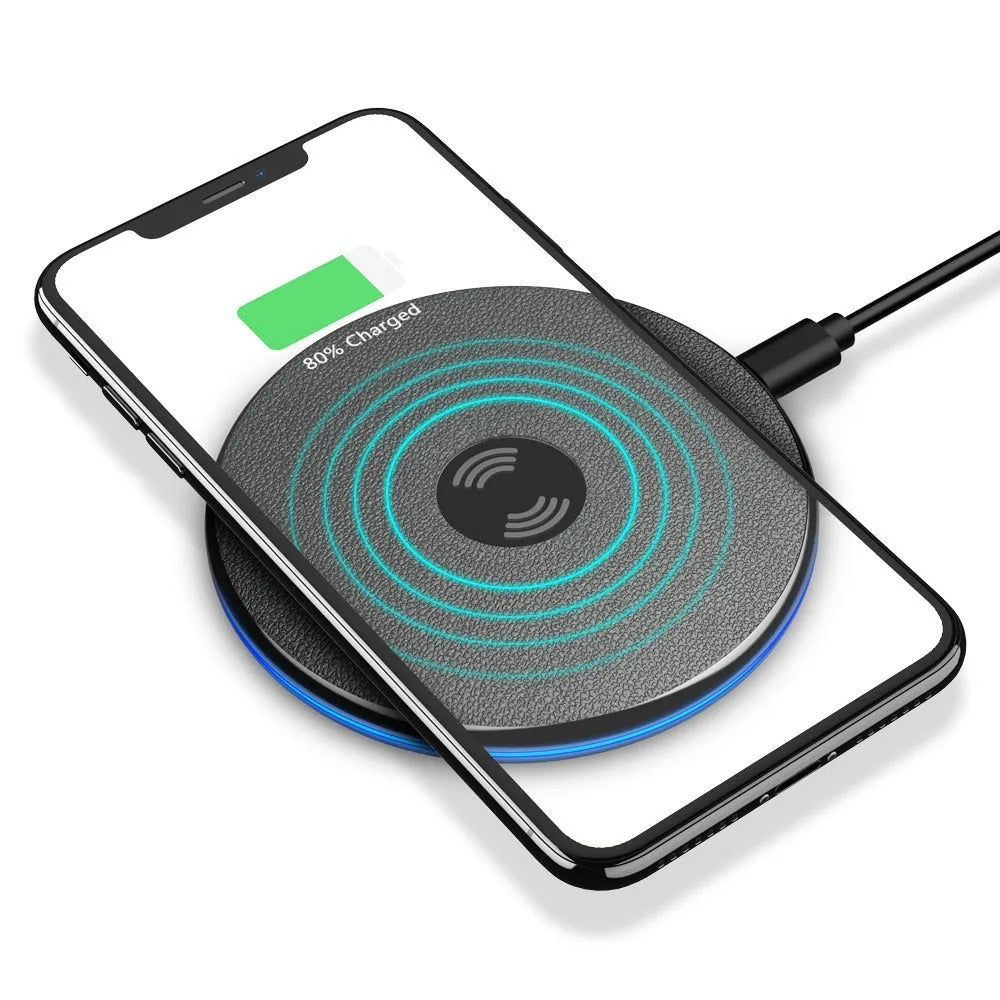 Black metal desk wireless charger for mobile phone with simple design