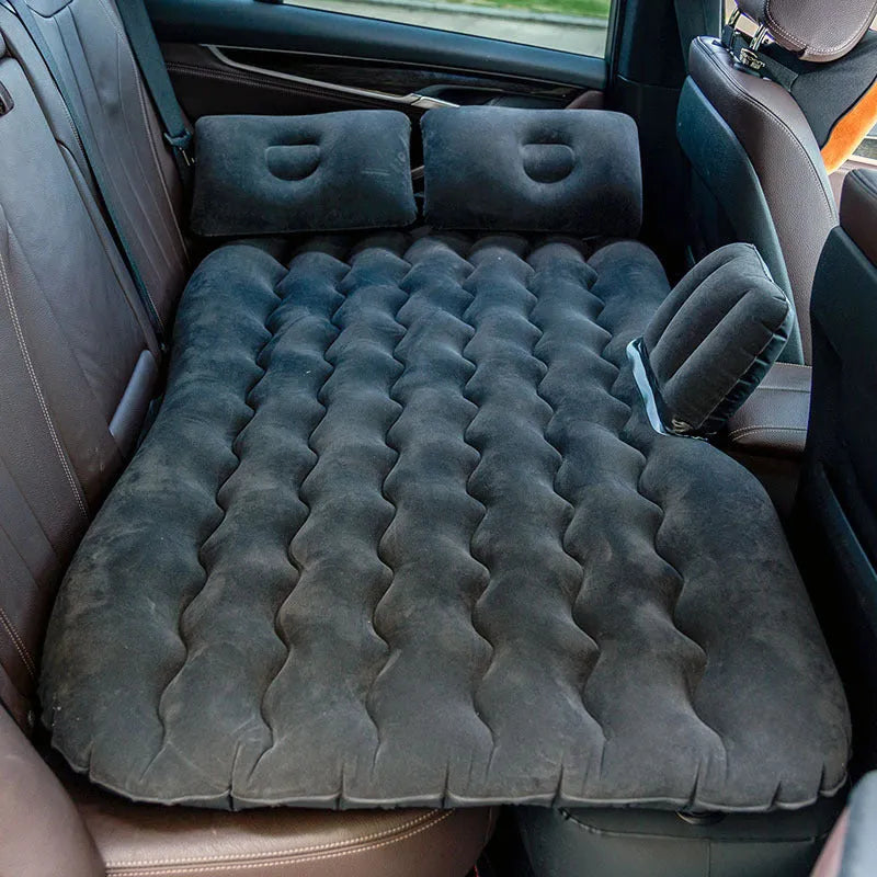 Blue car inflatable mattress made of flocking cloth with two pillows, 135x70cm size