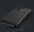 Black ultra-thin wireless back clip battery pack for iPhone 12 series showing clip and multi-U port