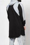 Men's colourblock robe-style zip pocket sweatshirt with plus-velvet lining, available in black, gray, green, white