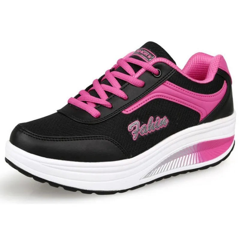 Women's heelless travel shoe with mid-heel in multiple colour options