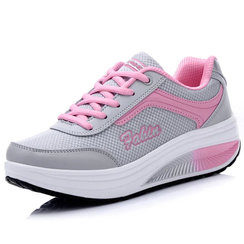 Women's heelless travel shoe with mid-heel in multiple colour options