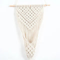 White hand-woven cotton net bag wall basket with rectangular grid pattern, measuring 30 by 70 cm.