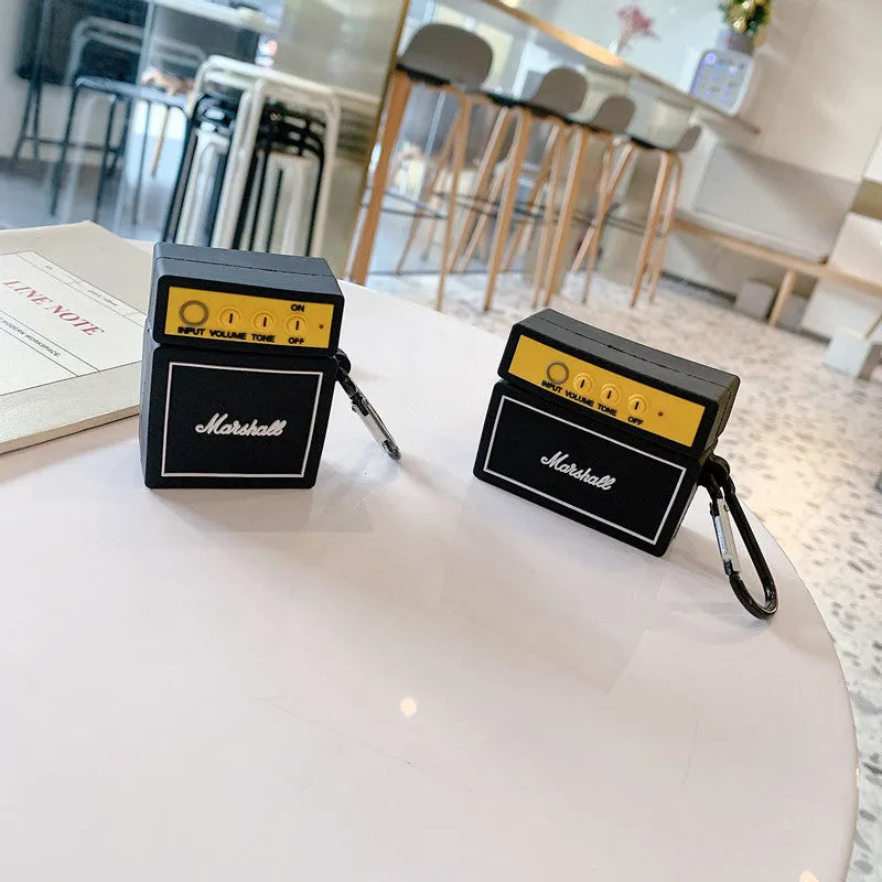 Black Chinese style silicone protective cover for Apple AirPods with decorative letter elements