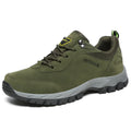 Men's low-cut casual hiking shoe in Army Green, available in sizes 39 to 49.