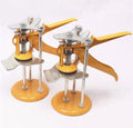 Metal tile raising locator tool with adjustable height for floor installation on concrete.