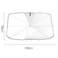 Titanium silver car sun shade parasol with leather case, thick opaque silver tape material