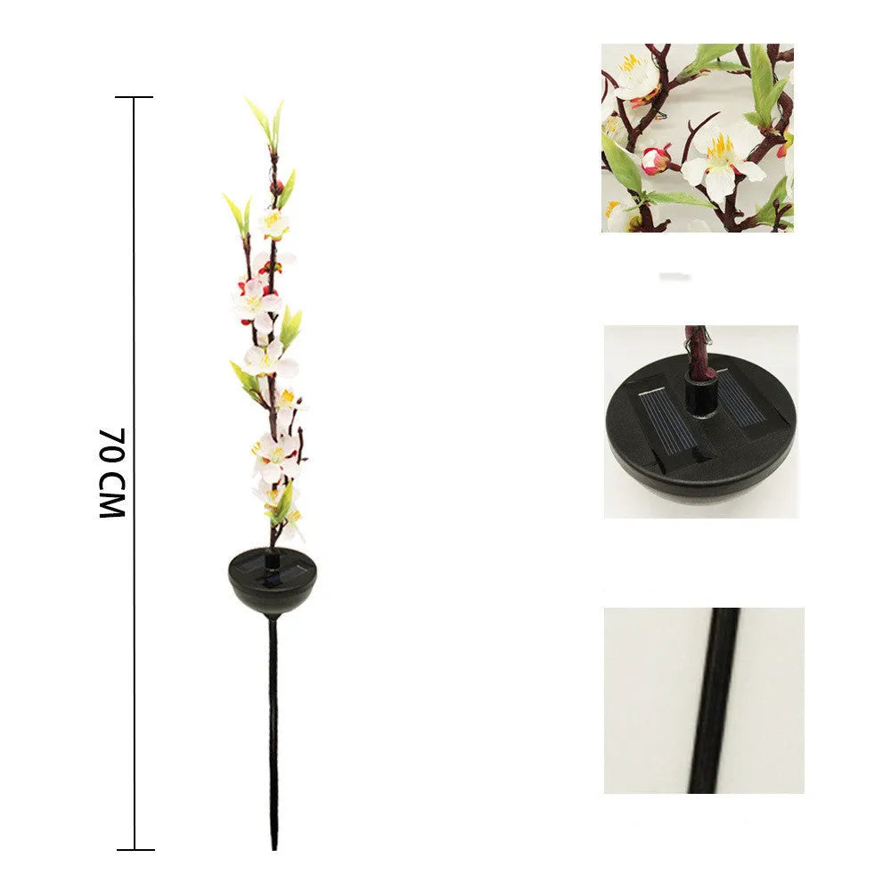 Solar-powered cherry blossom firework string lights for outdoor garden decoration