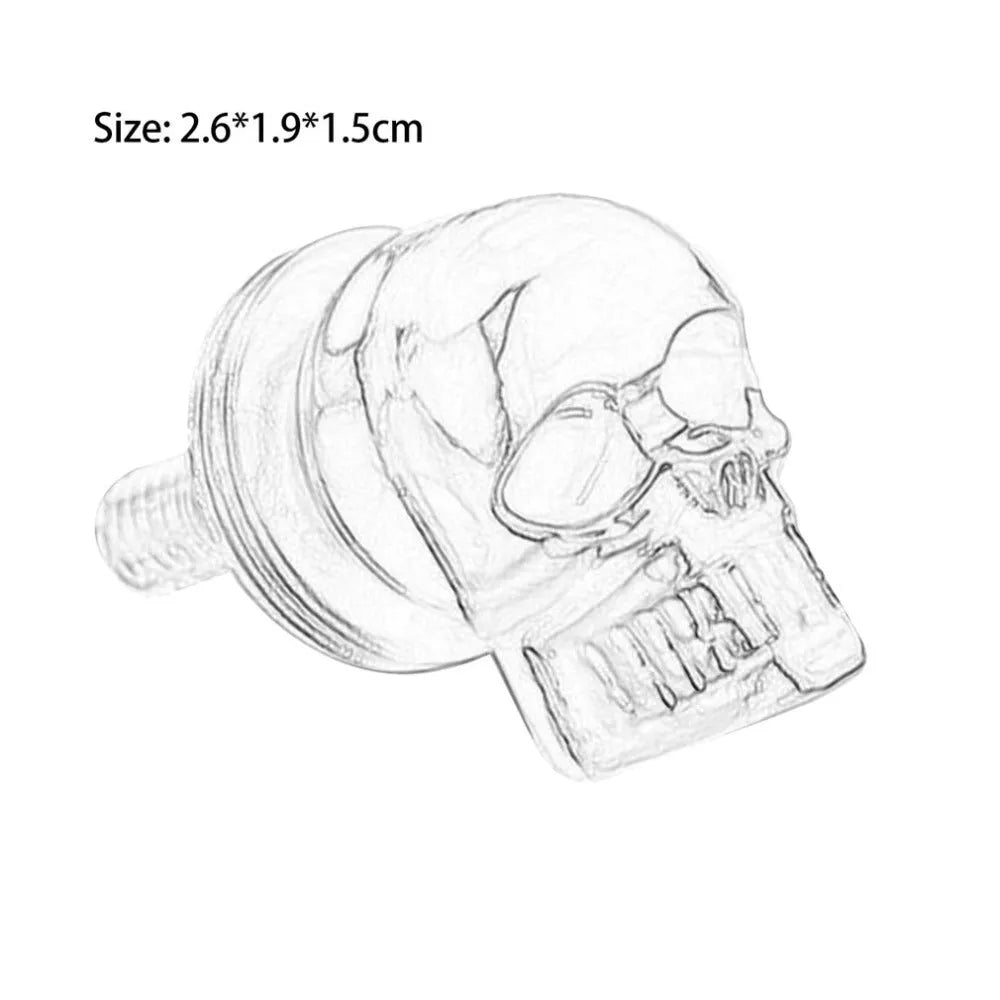 Pair of silver metal skull decorative bolts for motorcycle or car license plate fairing windshield