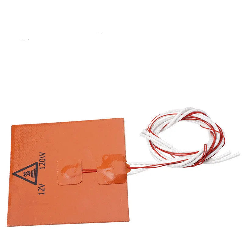 Orange silicone rubber heating pad for 3D printer hot bed accessory with strong heat resistance