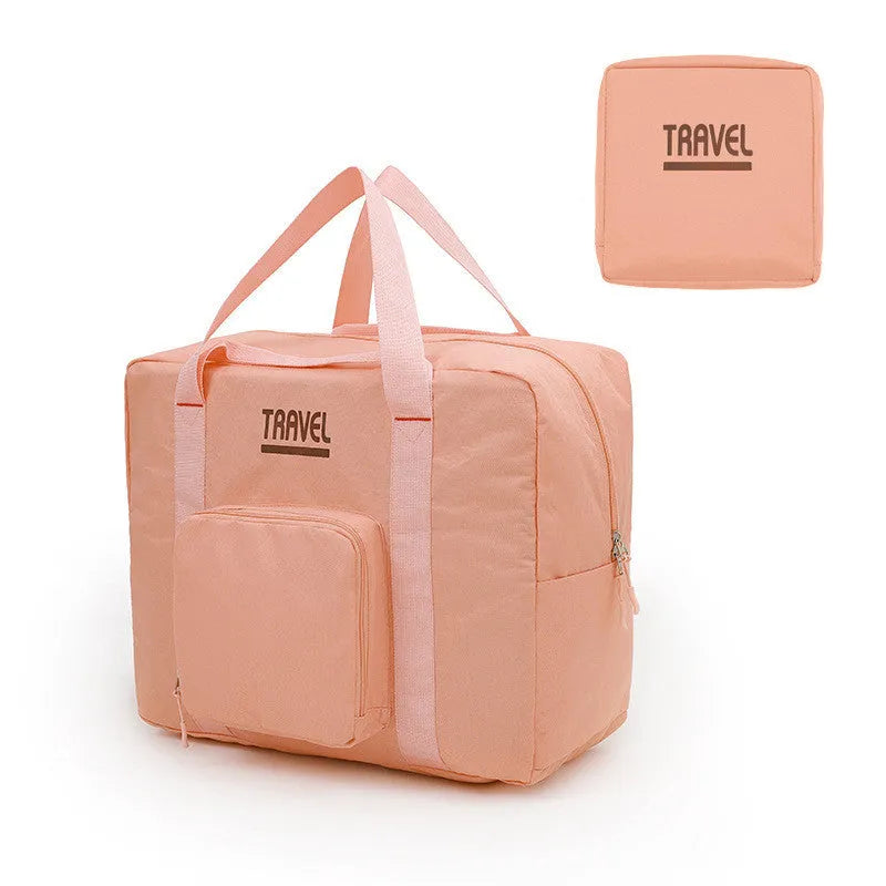 Black cube-shaped oxygen travel storage bag with a seal, shown next to a grey and a pink version.