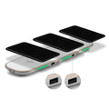 Black and white 3-in-1 Qi wireless charging base with LED indicators
