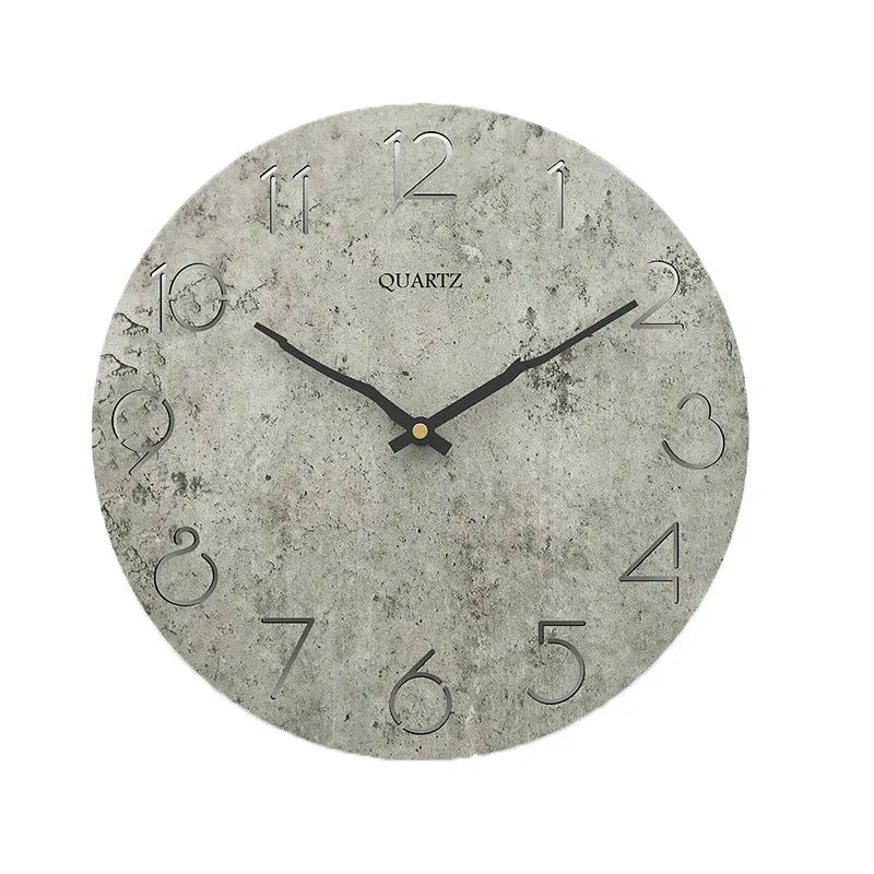 Grey European modern wall clock with single-sided design for living room mounting