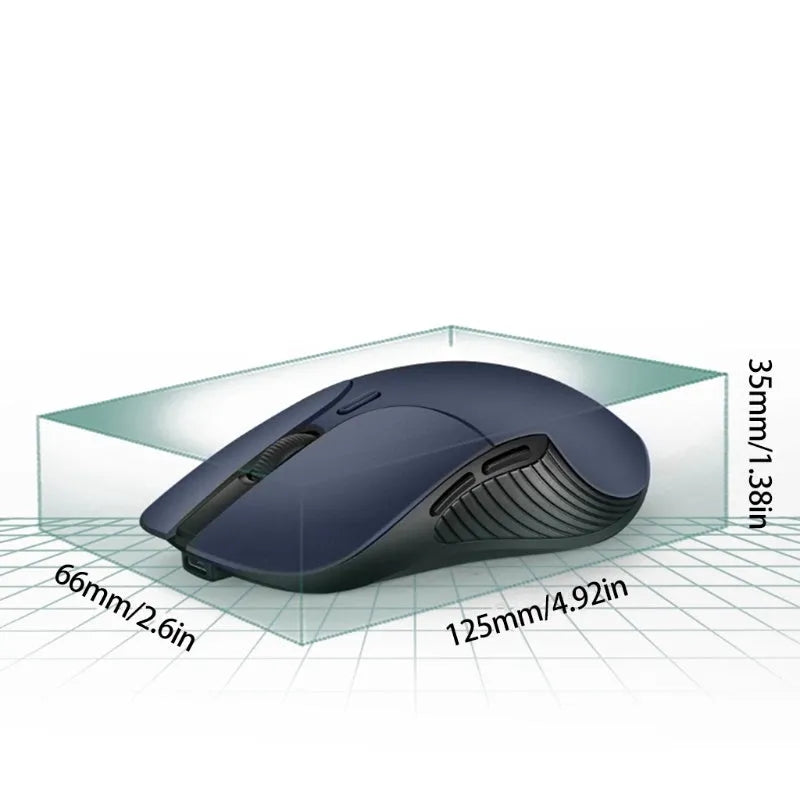 Blue Smart Voice Mouse with 2.4G wireless receiver and voice control button for translation.