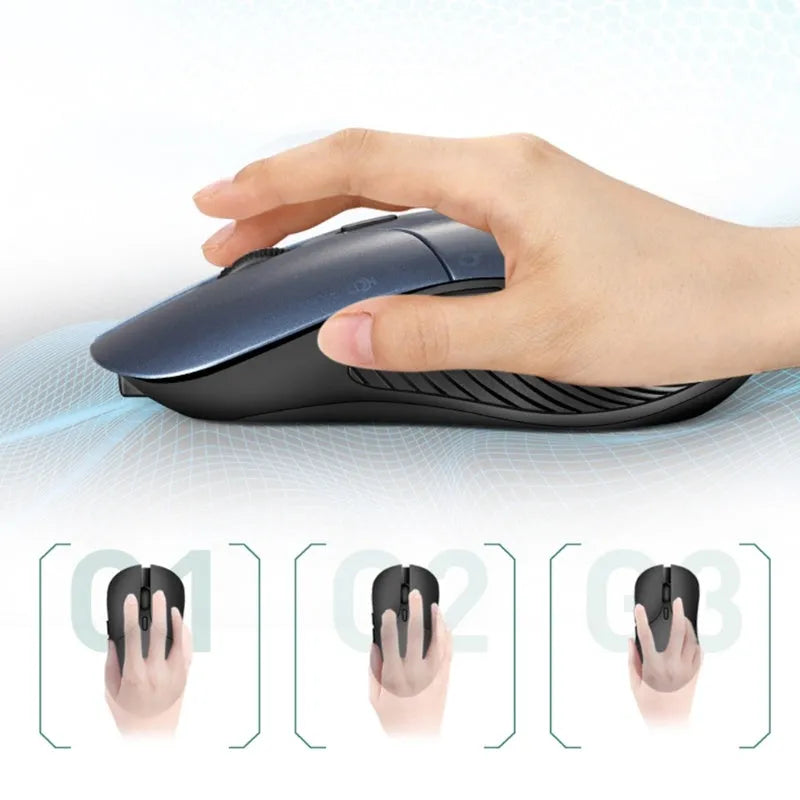 Blue Smart Voice Mouse with 2.4G wireless receiver and voice control button for translation.