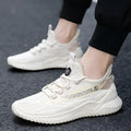 Men's white low-top mesh sports shoes with rubber sole and lace front.