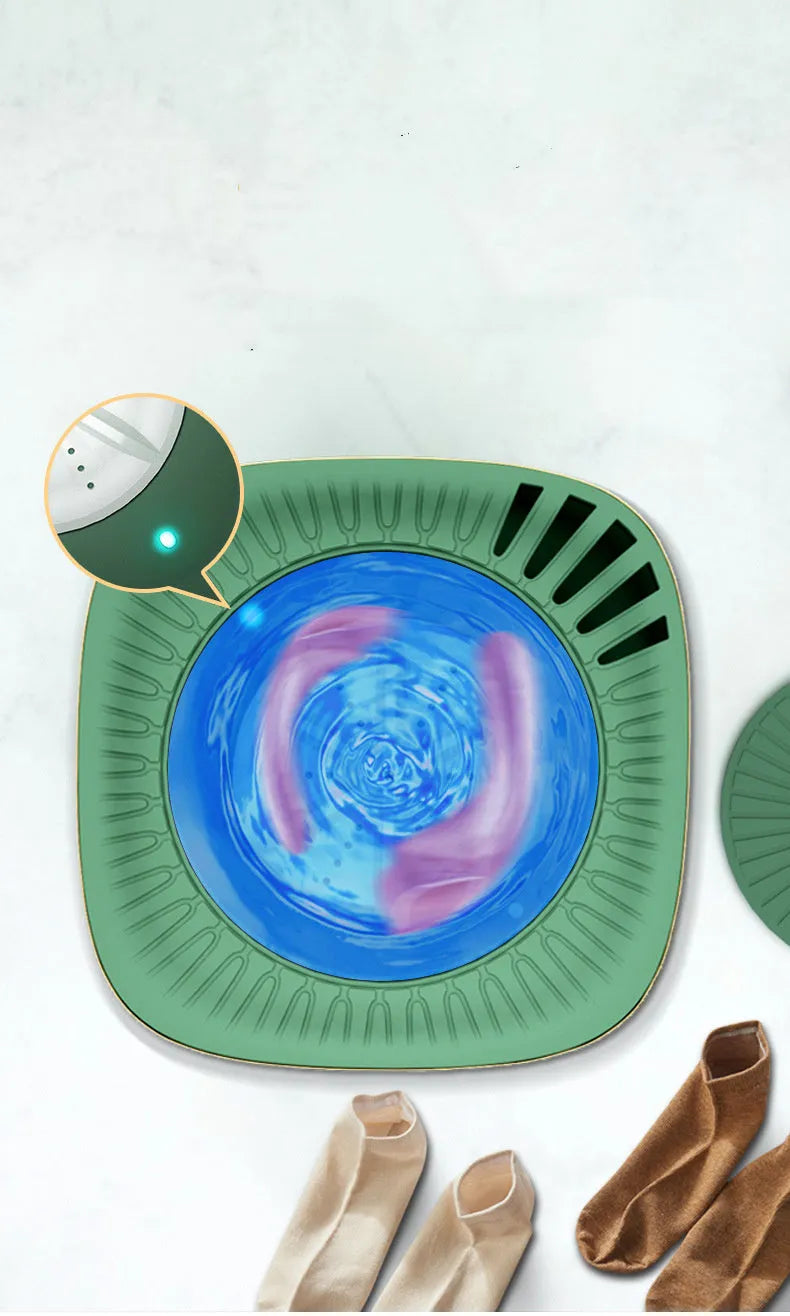 Green and white mini portable washing machine for underwear and socks with ozone sterilization feature