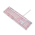 Technology Xinmeng Queen Lipstick mechanical keyboard with round green switch keys and silver pink colour scheme
