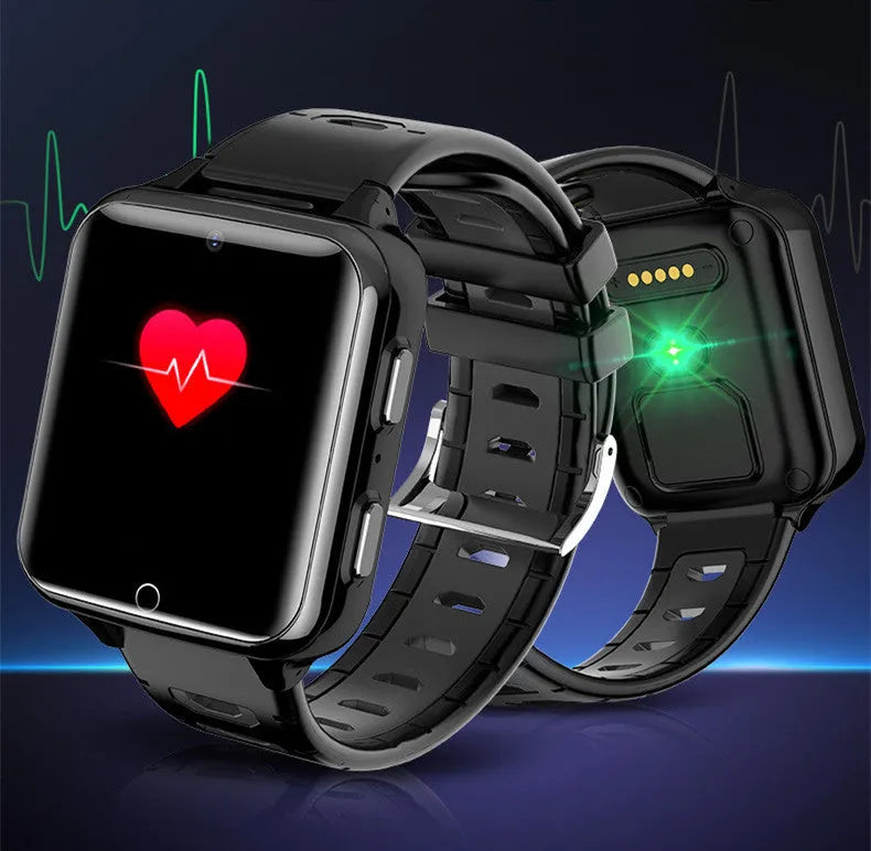 Children's smart watch with coloured silicone strap and a 1.54-inch touchscreen on wrist.
