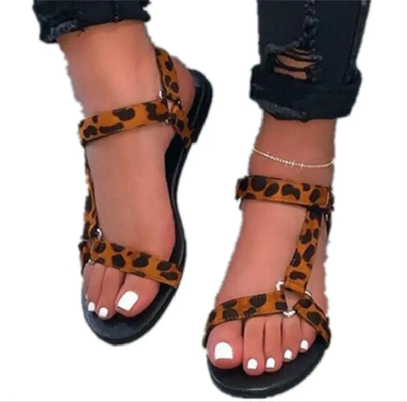 Flat women beach shoes slippers sandals with Velcro closure, frosted finish, plain pattern, viscose sole, imitation leather insole, sizes 35-43