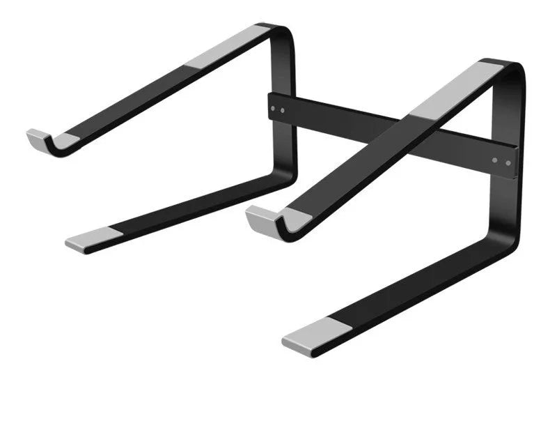 Aluminium laptop heightening bracket in silver finish showing 260mm width by 150mm height dimensions