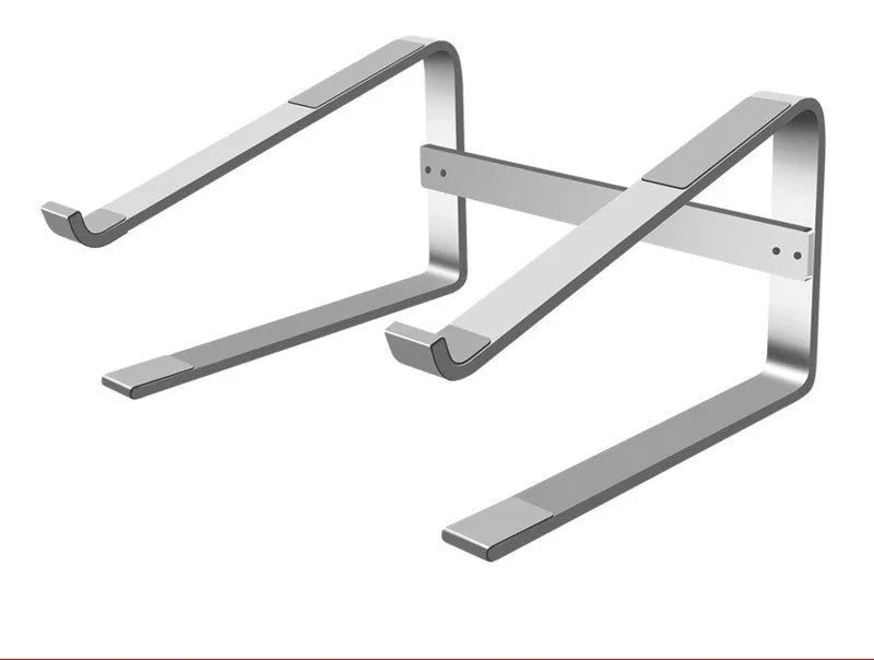 Aluminium laptop heightening bracket in silver finish showing 260mm width by 150mm height dimensions