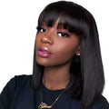 Unice Hair full machine weft human hair wig in black with 10 inch length
