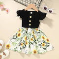 Girls sleeveless summer dress for toddlers shown in multiple colours with Asian size guide from 80cm to 120cm.