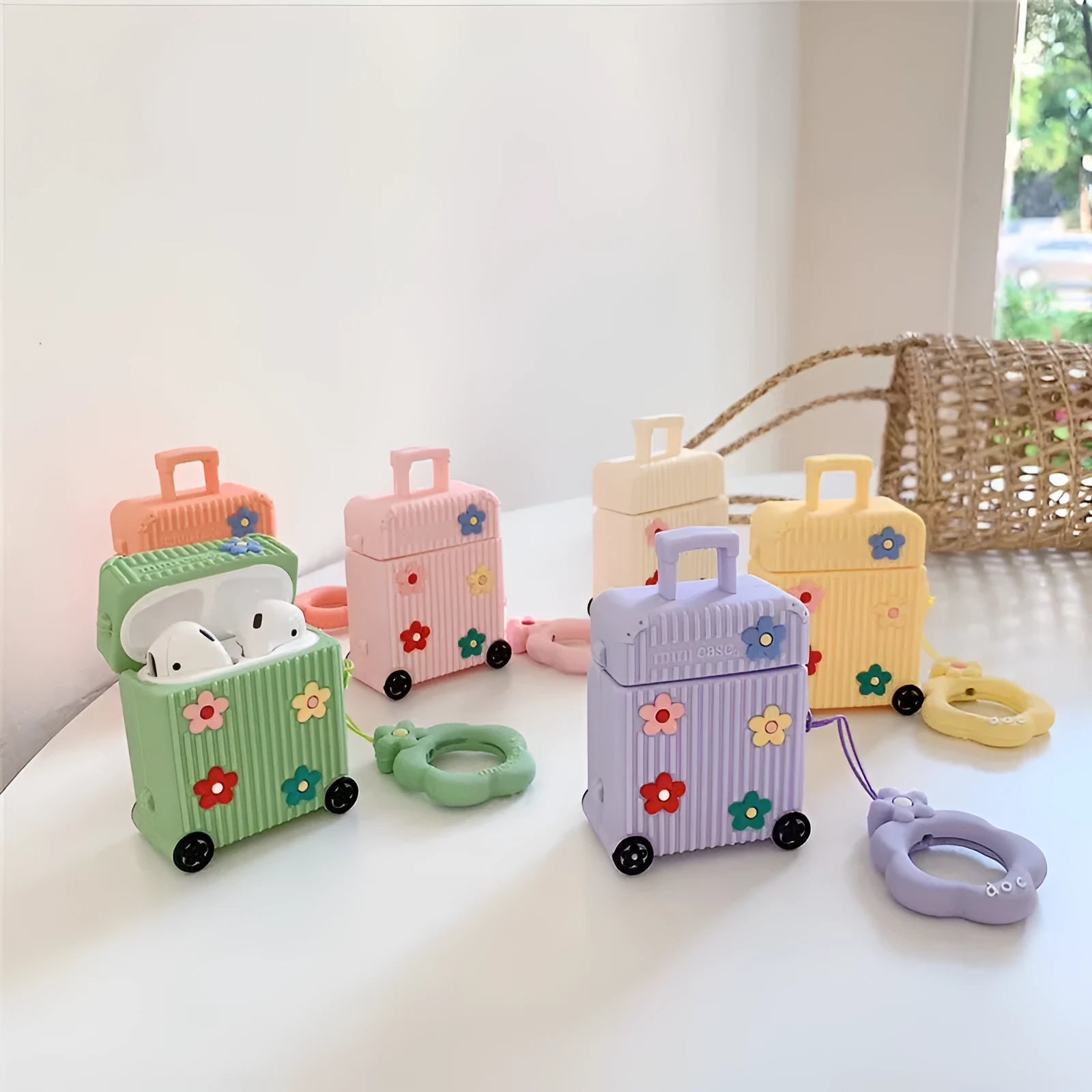 Silicone protective cover for Apple AirPods first and second generation cases in six colour options