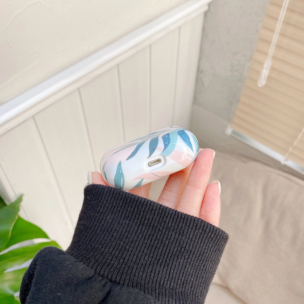Banana leaves design AirPods protective case in blue colour for AirPods Pro