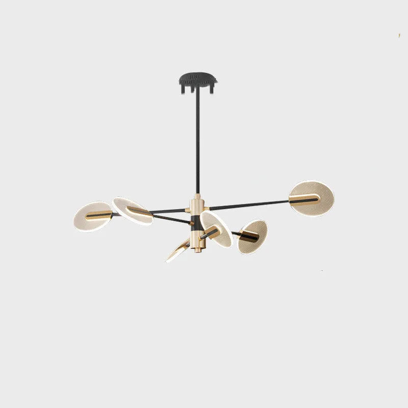 Nordic style iron LED chandelier with acrylic elements for dining room and living room illumination