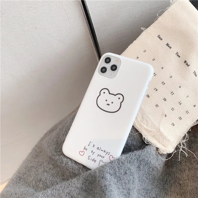 Silicone mobile phone case for iPhone 6 and 6S featuring a Korean bear cartoon design on a soft back cover.