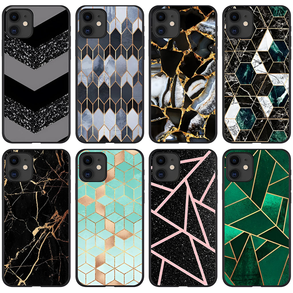 Marble pattern protective hard case for iPhone on a white background