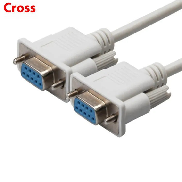 Female-to-female DB9 RS232 serial cable 1.5 metres long in milky white colour
