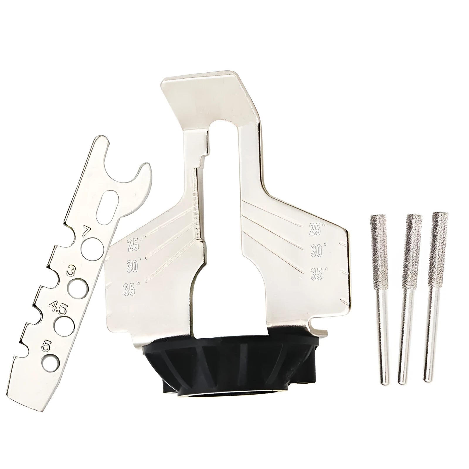 Silver-coloured mini electric chain grinder accessory for band saw blades, 20mm long.