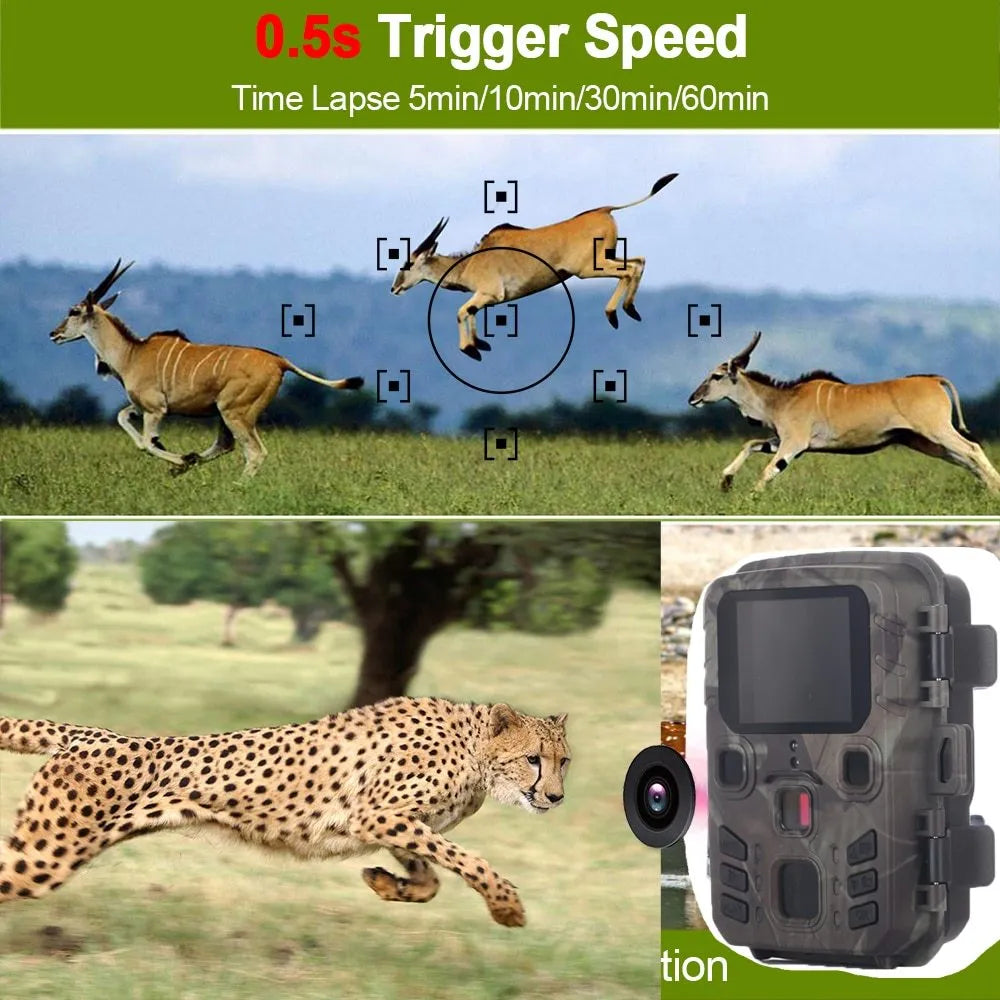 Black infrared night vision monitoring device with 12MP resolution and TF card storage slot