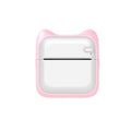 Mini pocket Bluetooth thermal printer in pink with USB charging cable
