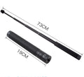 Black retractable selfie stick extended to full length with a smartphone attached, showcasing its hand-held stabiliser grip.