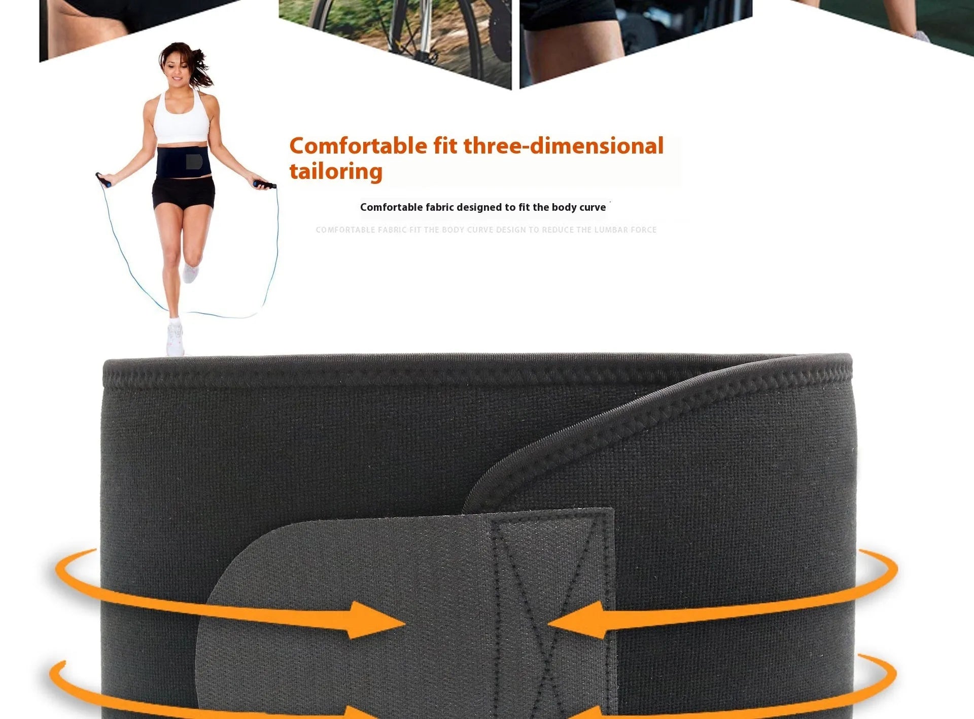 Neoprene lumbar support fitness belt in black, blue, or pink for waist protection.