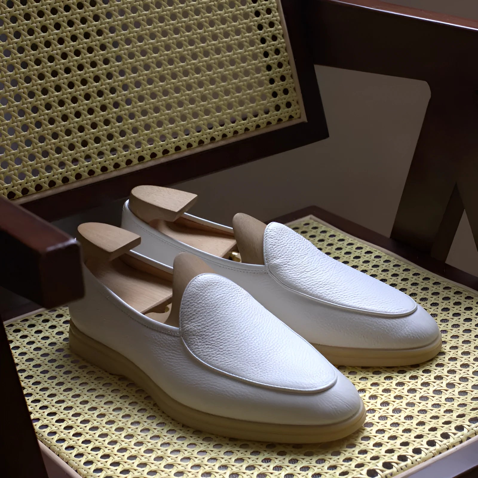 Men's genuine cowhide leather loafers in multiple colours with TPR sole and low tube socks design