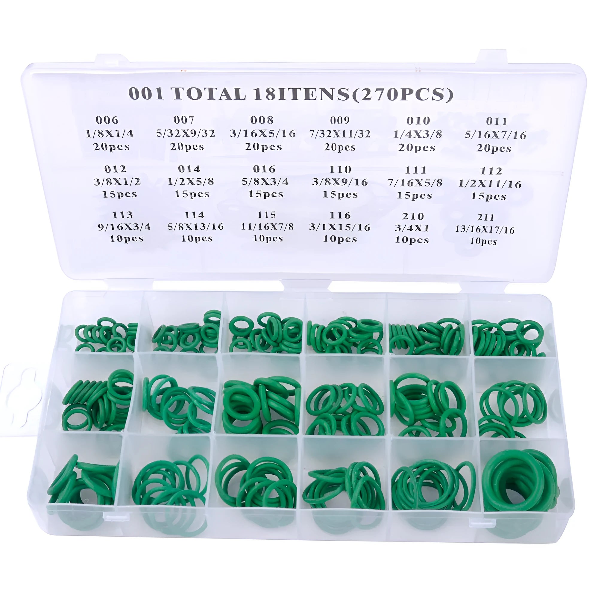 Green rubber O-ring for 270PC air conditioner, 23cm by 10cm by 3mm, on a white background