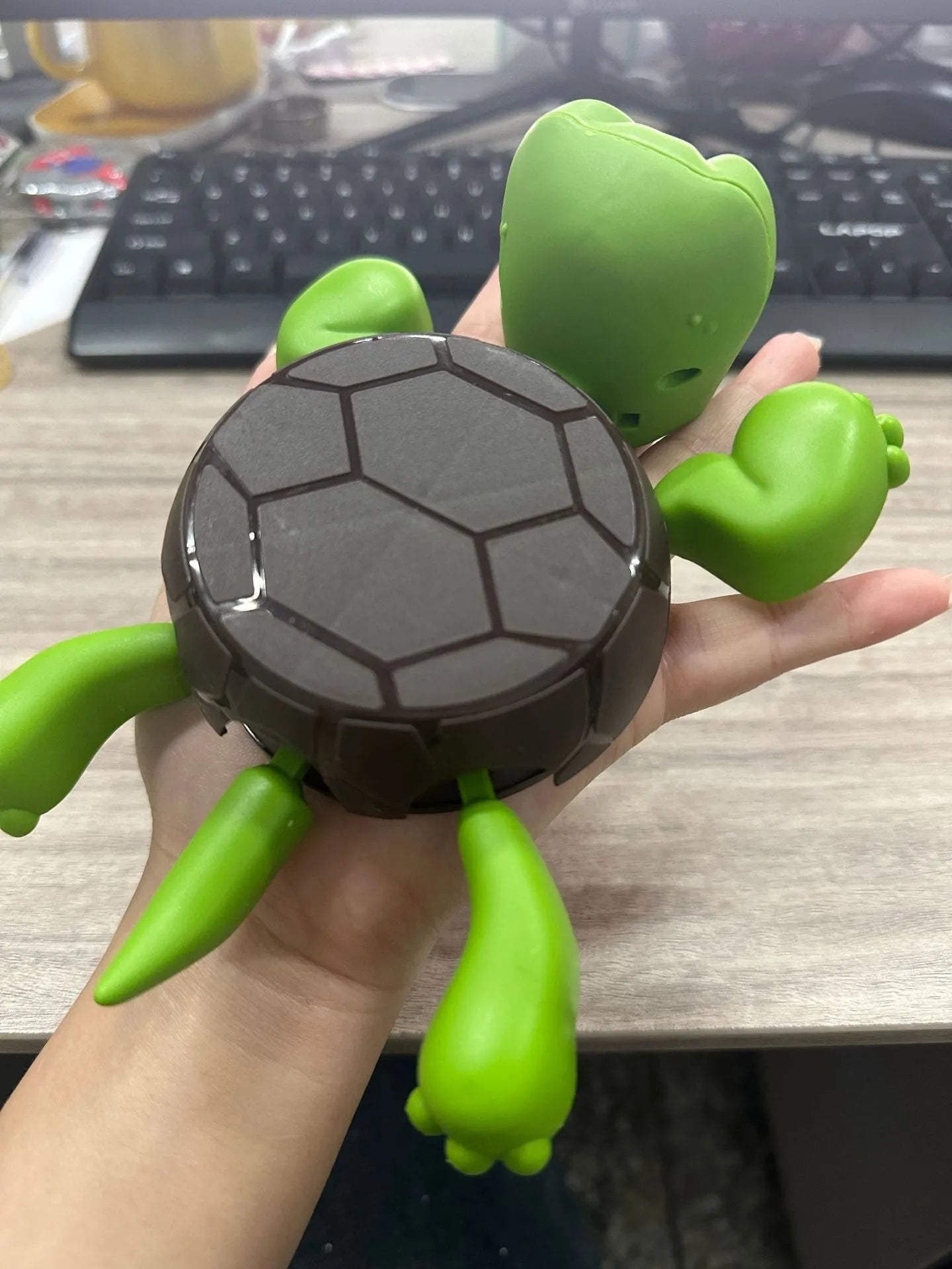ABS turtle coaster in light green with heat insulation protection for furniture