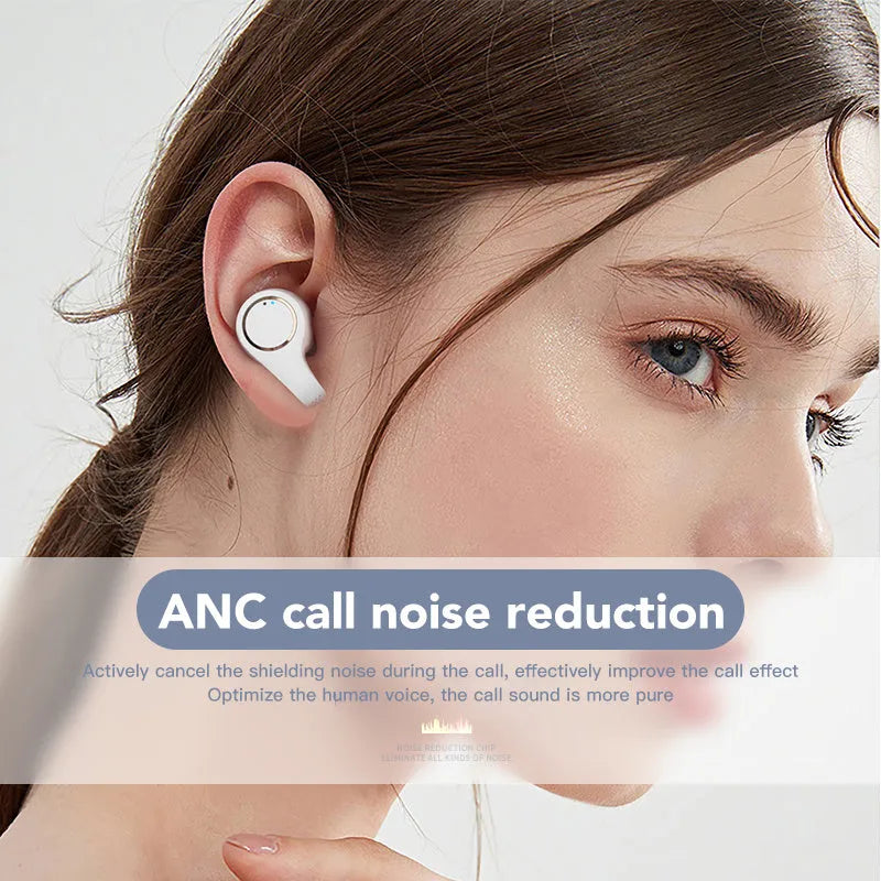 Black ANC Active Noise Cancelling Bluetooth headset with earplug design