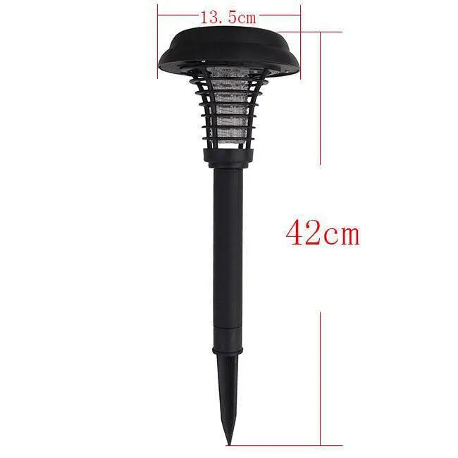 Black solar insect killing lamp with white and UV purple light for garden mosquito control