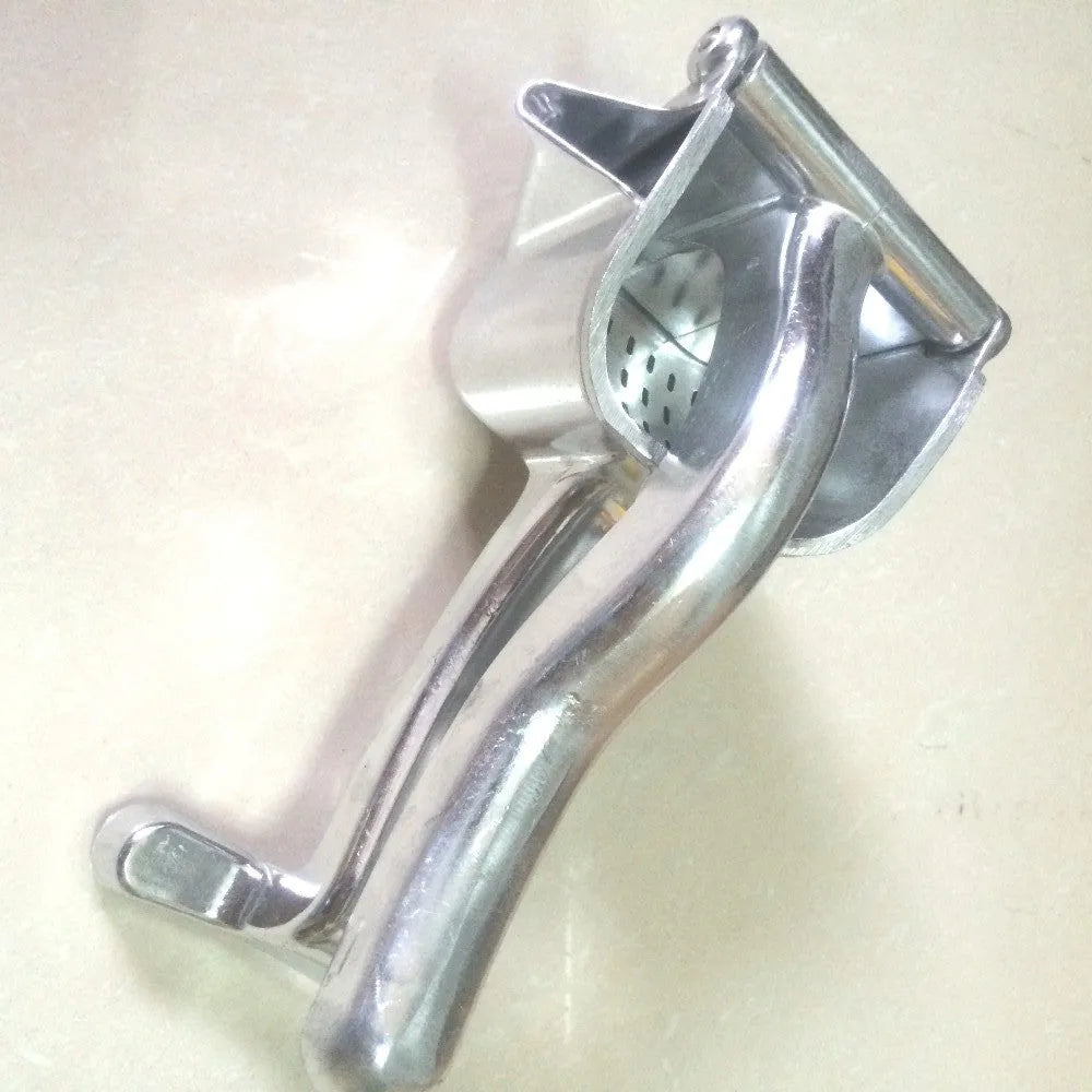 Silver heavy duty lemon squeezer with extra large bowl and lever press mechanism