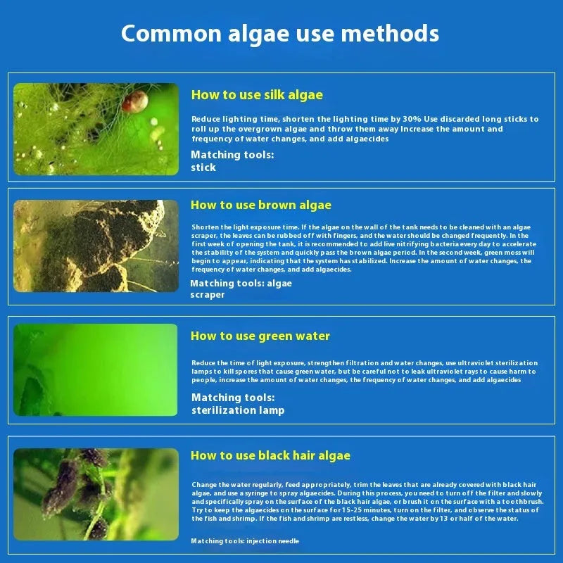 Bottle of ecological algae removal King liquid algaecide for freshwater fish tank and pond green algae control